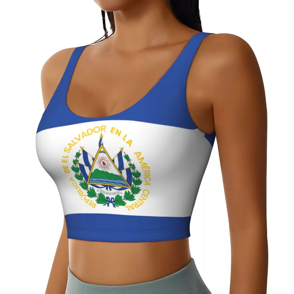 El Salvador Flag Basic Tops Women Samba Sexy V-Neck Yoga Fitness Sports Tops