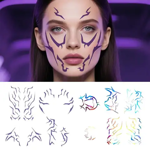 Adesivos de tatuagem descartáveis à prova d'água, kpop, demônio, cosplay, corpo, presentes de festa de aniversário, adereços cos