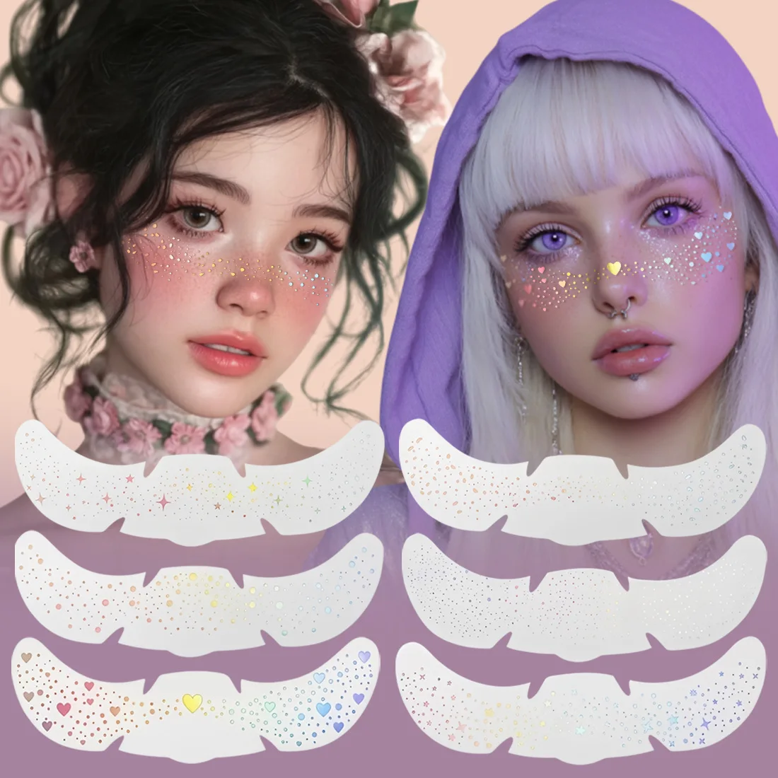 

Holographic Gold Foil Freckle Face Stickers Waterproof Sweatproof Anti Glare for Stage Performance Party Makeup Premium