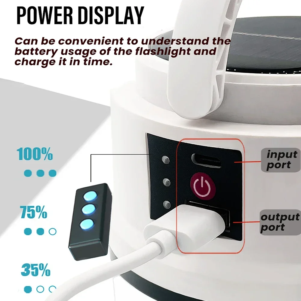 Type-C Zonne-Energie Opladen Nood Powerbank Afstotend Licht Outdoor Multi-Functionele Draagbare Camping Licht Met Power Display