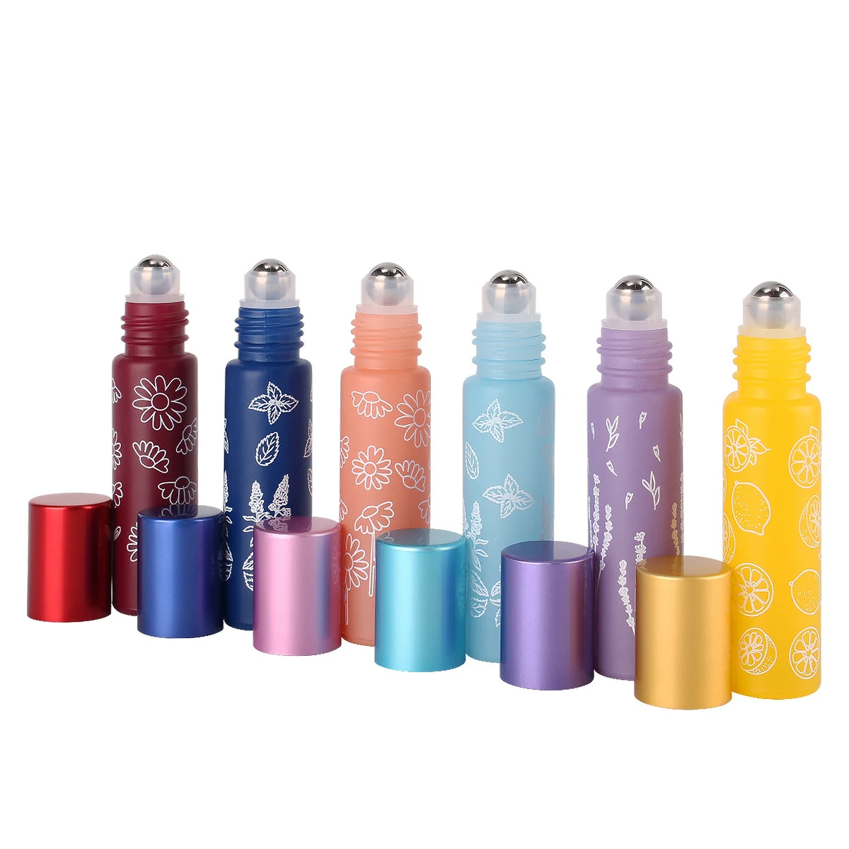 1 Piece 10ml Glass Roll on Bottle with Stainless Steel Roller Ball for Essential Oils Test Fragrance Sample Vial 6 Colors U-pick