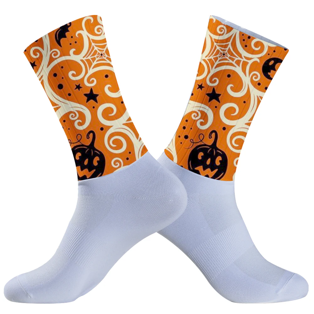 Calcetines de Ciclismo de Halloween para hombre y mujer, medias atléticas de media pantorrilla, calcetines deportivos transpirables absorbentes de sudor para correr, nuevos