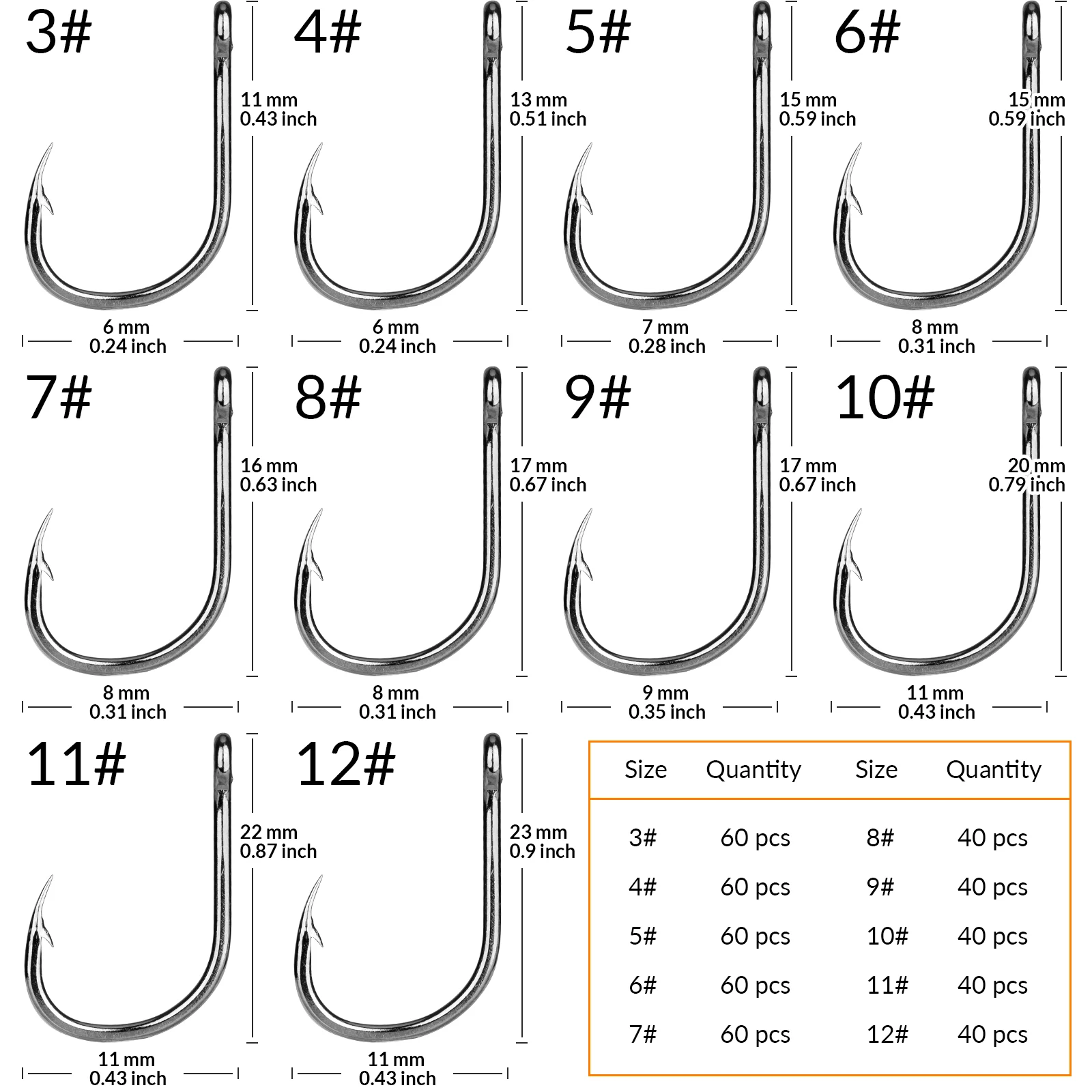 THKFISH 500pcs #3-#12 Fishing Hooks Freshwater Carbon Steel Jigging Barbed Hooks Kit Black Gold Carp Fishing Hook