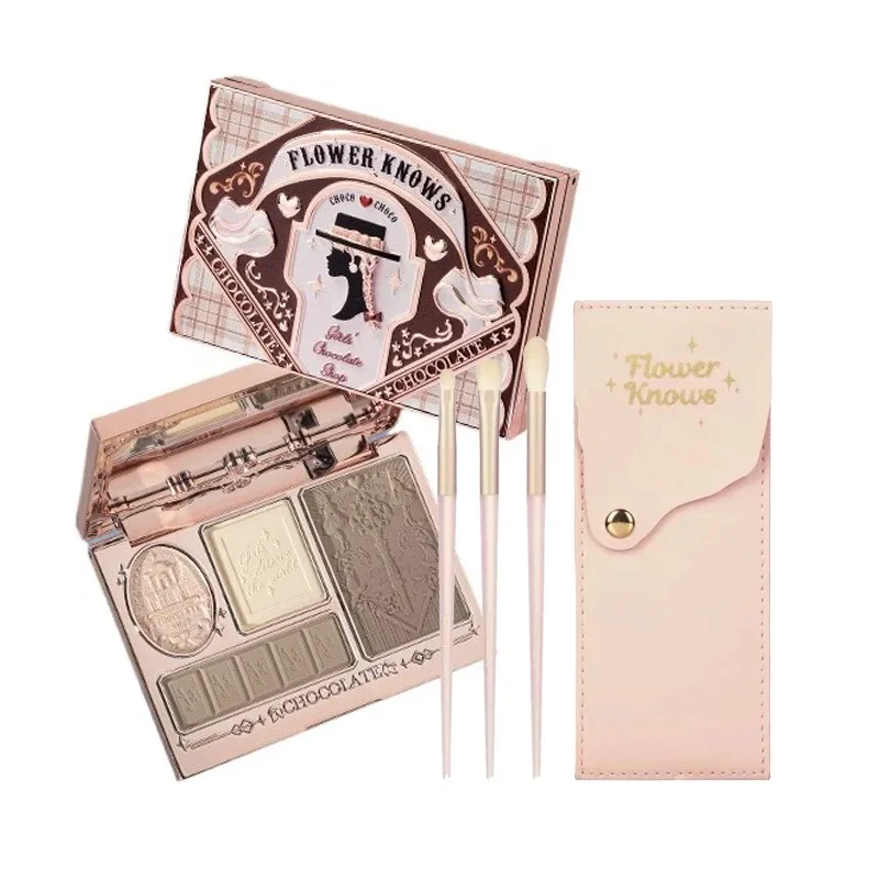 Flor sabe maquiagem borboleta nuvem colar em relevo destaque & contorno paleta chocolate alto pigmento bronzeadores conjunto de escova
