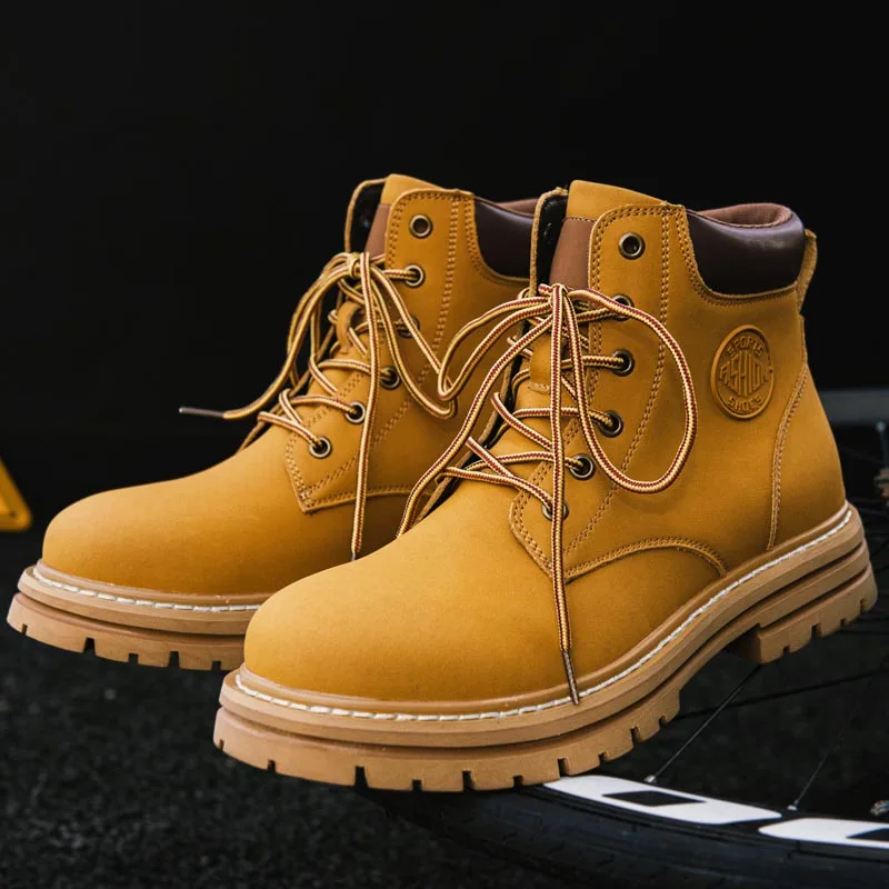 

Winter Fashion Men's Cotton High Top Shoes Thick Soled Workwear Boots Street Handsome Men's Knight Short Boots Big Size：35-40