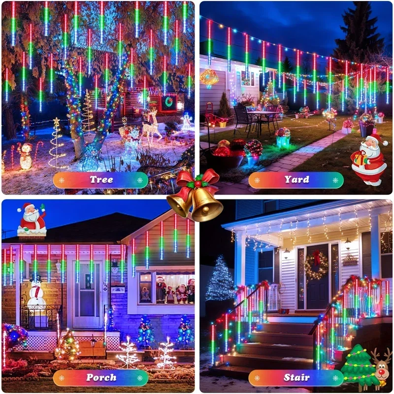 Imagem -05 - Led Meteor Shower Rain Tube String Lights Fairy Lights ao ar Livre Natal Jardim Casamento Festa de Ano Novo Decoração da Árvore 2024