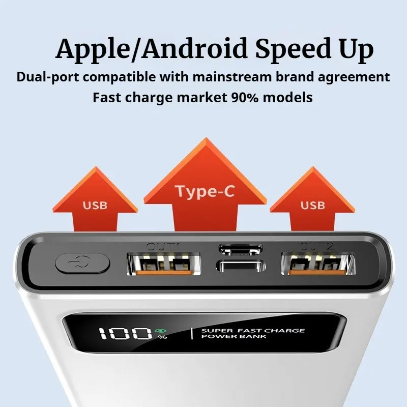 باور بانك 10000 مللي أمبير في الساعة 22.5 وات شاحن سريع للغاية سعة كبيرة طاقة متنقلة بطارية خارجية محمولة لهاتف آيفون وسامسونج جديد