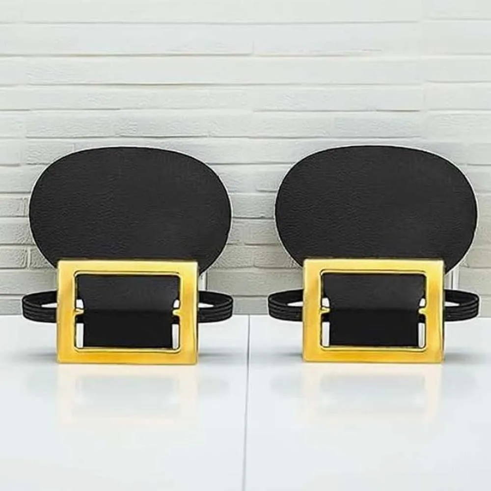 1 Pair Faux Leather Tongue Black Shoe Buckles Square Frame Detachable Slip on Medieval Costume Props Universal Shoe Size