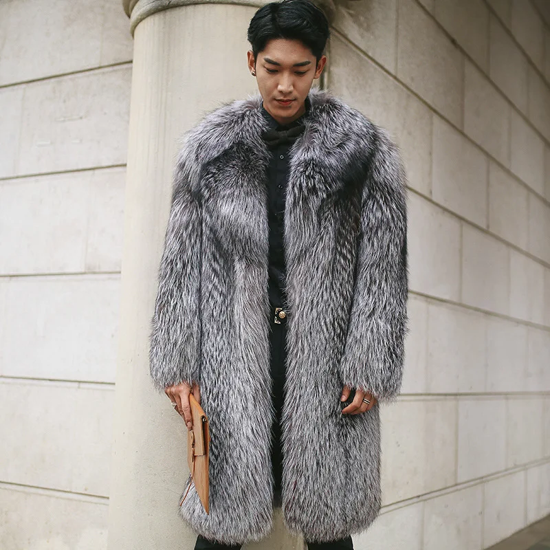 Winter Fluffy Lamb Coat Men's Fur Coat Mid-length Faux Fur Jacket Luxury Brand Long Sleeve Warm Windproof Outerwear Thicken Tops