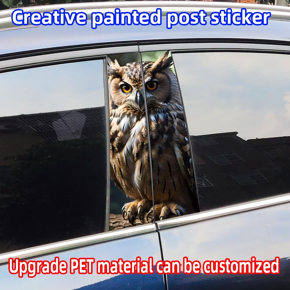 

Owl Car Stickers Auto B Pillar Waterproof Funny Decoration Cover Scratches Sunscreen Car Doors Pillar Vinyl Decals Accessories