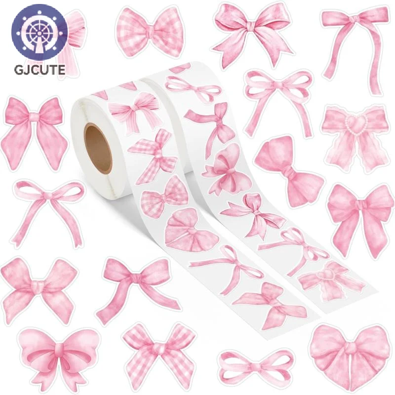 500Piece Pink Bow Cartoon Fashion Sticker Packs, Ideal for DIY Crafts, Children's Reward Labels and Gifts