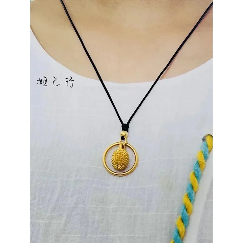 Color durian fruit pendant safety transfer beads% plated real 999 gold 18K multifunction fashion girl