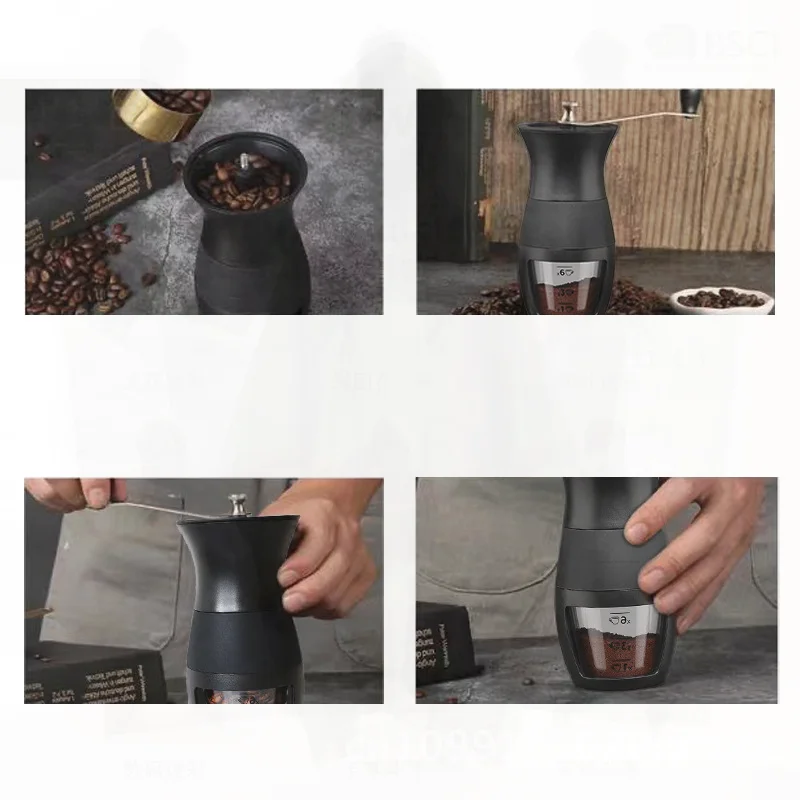 

Manual Coffee Bean Grinder Outdoor Hand Operated Stainless Steel Coffee Grinder for Home Office Travel Black