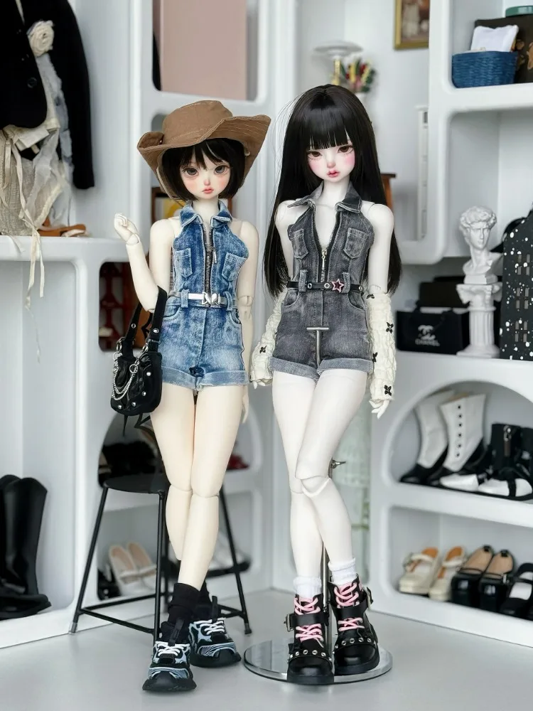 BJD Doll Elastic Jumpsuit Denim Shorts 1/4 MSD Doll Clothes