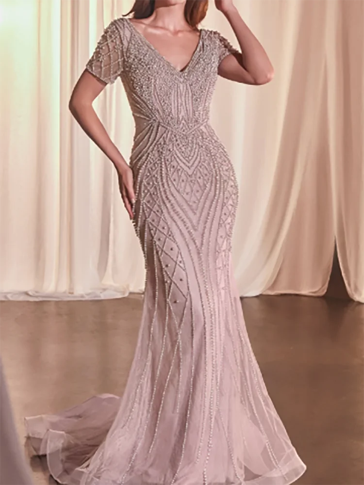 

Classic Multi-Color Sequined Beading Short Mermaid Formal Evening Dresses Birthday Party Prom Gowns Customized