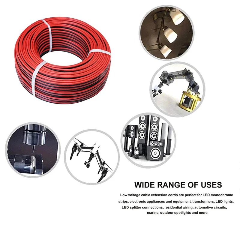 Super Soft 2 Pin Red Black Silicone Wire 28awg 26awg 24awg 22awg 20 18 16AWG 14AWG 12AWG 10AWG 8AWG Heat Resistant Copper Wire