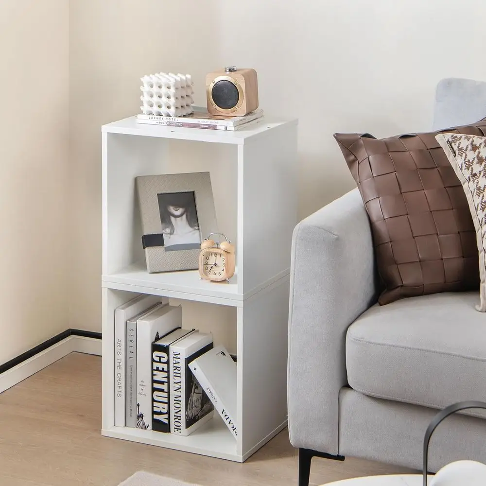 

Stackable 2 Cube Storage Organizer, reestanding Cubby Storage Bookcase with Anti-toppling Device, 2-Tier Bookshel, Combinab