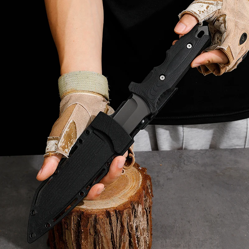 Outdoor straight knife high hardness sharp outdoor knife sharp knife survival knife tactics fishing self-defense camping pocket