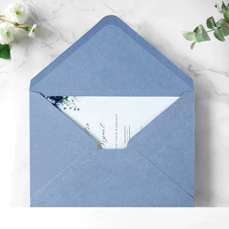 

50pcs/lots Blue Envelopes 18x13cm Small Business Supplies 120g Paper Message Postcard Invitation Wedding Stationery Packaging