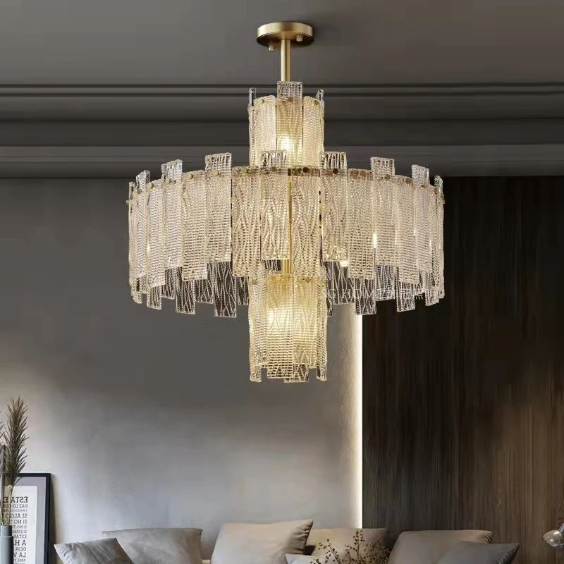 

Designer Crystal Chandelier,All copper dining room Pendant Light, Luxury Gold Ceiling Lamp for Living Room Dining Room hotel bar