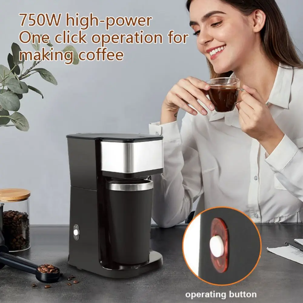 1pc 420ml Home Coffee Machine, Automatic Coffee Brewing, Coffee Brewer Milk Tea Machine with Stainless Steel Cup,Reusable Filter