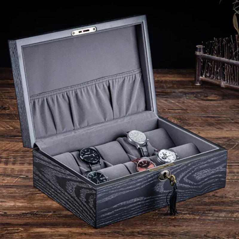 Luxury Ash Wooden Watch Boxes Storage Organizer Box 20 Slots Jewelry Mechanical Watches Box with Lock Case Wood Display Gift