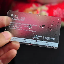 Printing business card plastic PVC Material transparent waterproof free design 200pcs