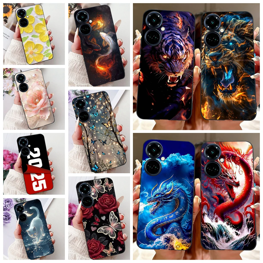 

Чехол для телефона Tecno Camon 19 Pro 19 Neo Camon 19 5G 4G, мягкий матовый силиконовый чехол с бантом, роскошный бампер с цветочными мультяшными животными