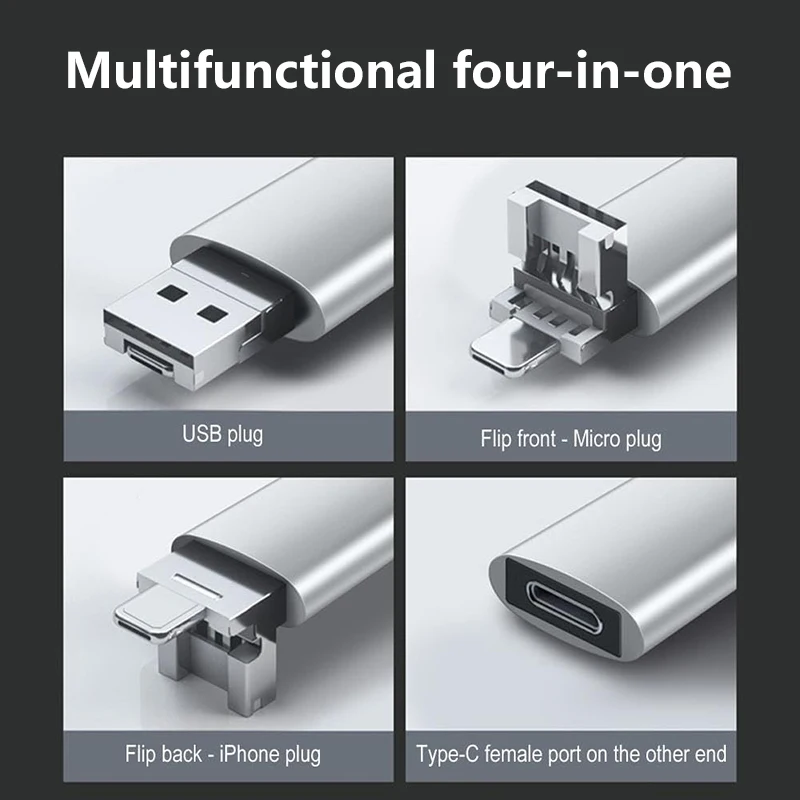 Multi-function Adapter Variable Port USB/Micro/i0S 3-in-1 OTG Adapter With Charging And Data Transfer Functions Transverter