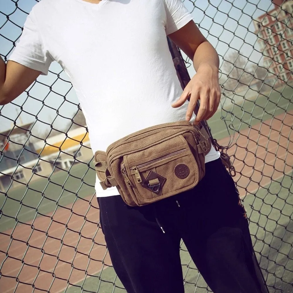 

Large Capacity Outdoor Waist Bag Canvas Multifunctional Climbing Fanny Bag Durable Multi-layers Travel Chest Bag Outdoor Sports