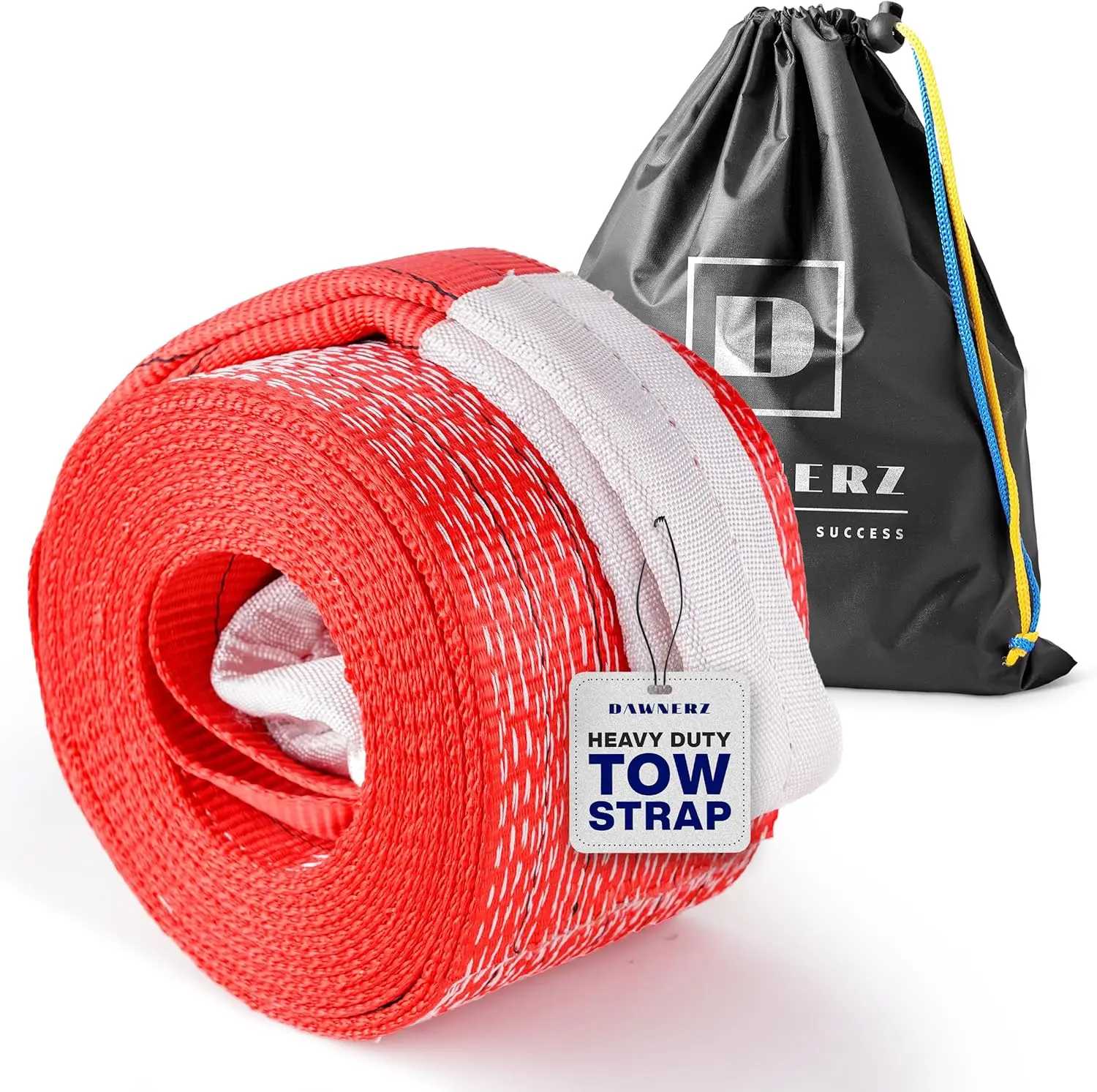 

20ft 85000lbs Heavy Duty Tow Strap for Trucks, Buses, Tractors - 42 Ton Recovery Rope