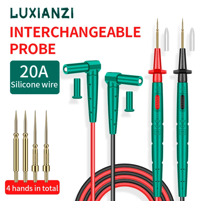 LUXIANZI 1000V 20A uniwersalny multimetr w kształcie długopisu 0.1mm/0.2mm wymienna sonda ze stali nierdzewnej izolacyjne silikonowe przewody pomiarowe narzędzia