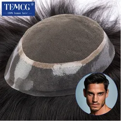 ออสเตรเลียชายผม Prosthesis ลูกไม้ฐาน PU Breathable ธรรมชาติ Hairline ธรรมชาติ Hair Toupee วิกผมผู้ชายระบบไอเสีย