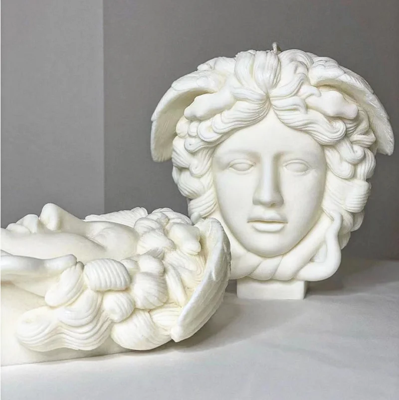 Large Realistic Medusa Bust Silicone Mold Snake Head Woman Candles Mould Greek Sculpture Body Face Terror Figure Snake head mold