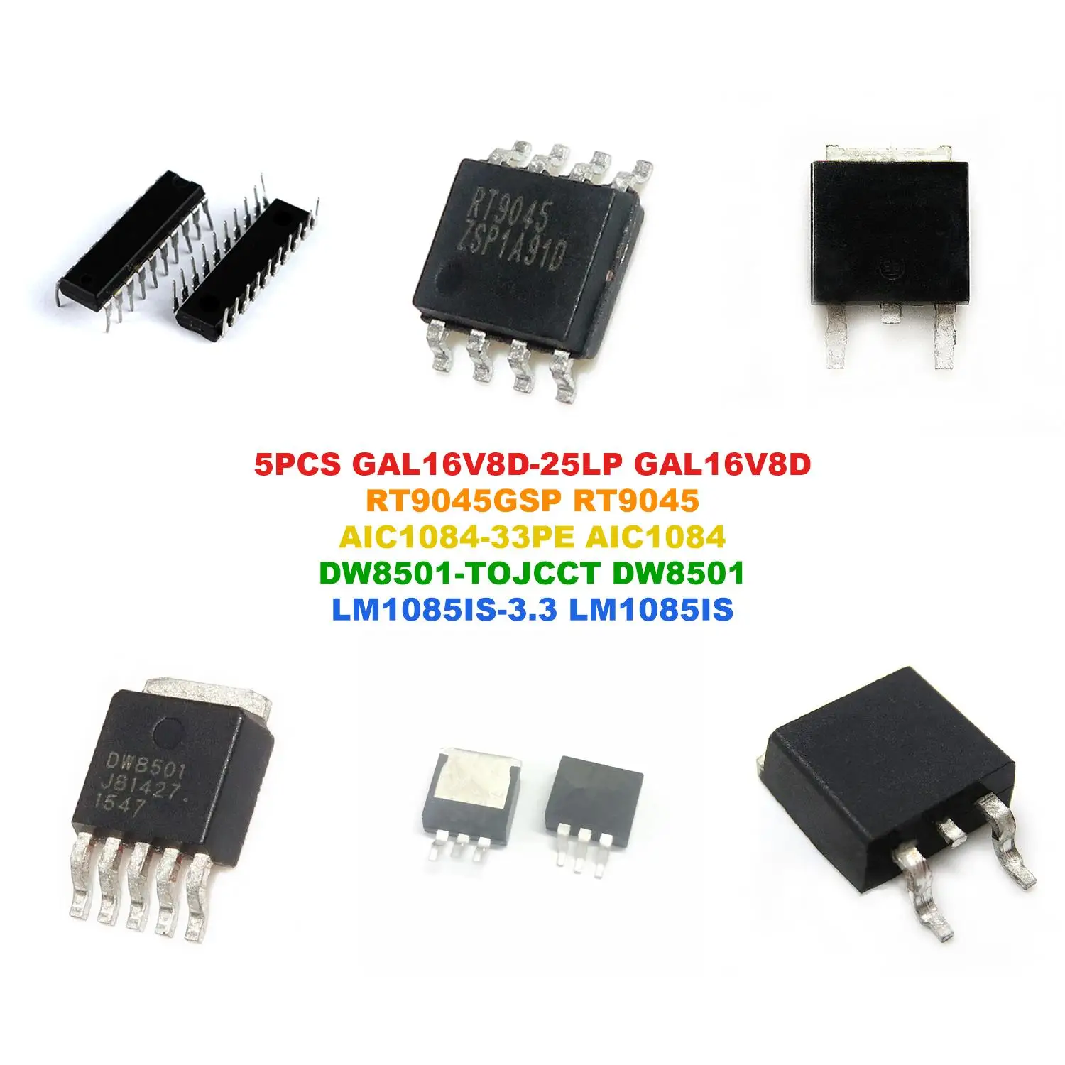 GAL16V8D-25LP GAL16V8D RT9045GSP RT9045 AIC1084-33PE AIC1084 DW8501-TOJCCT DW8501 LM1085IS-3.3 LM1085IS T1235-600G T123