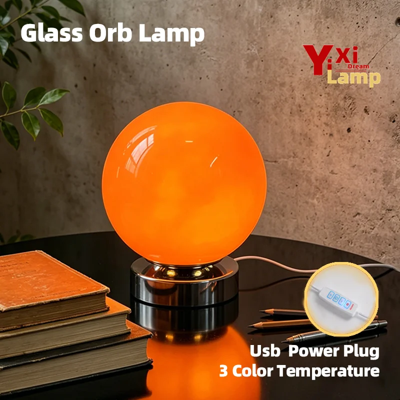 Korean Ins Cream Style Arc Minimalist Murano Glass Table Lamp, Soft Warm Glow Bedroom Bedside Healing Decor Desk Lamp