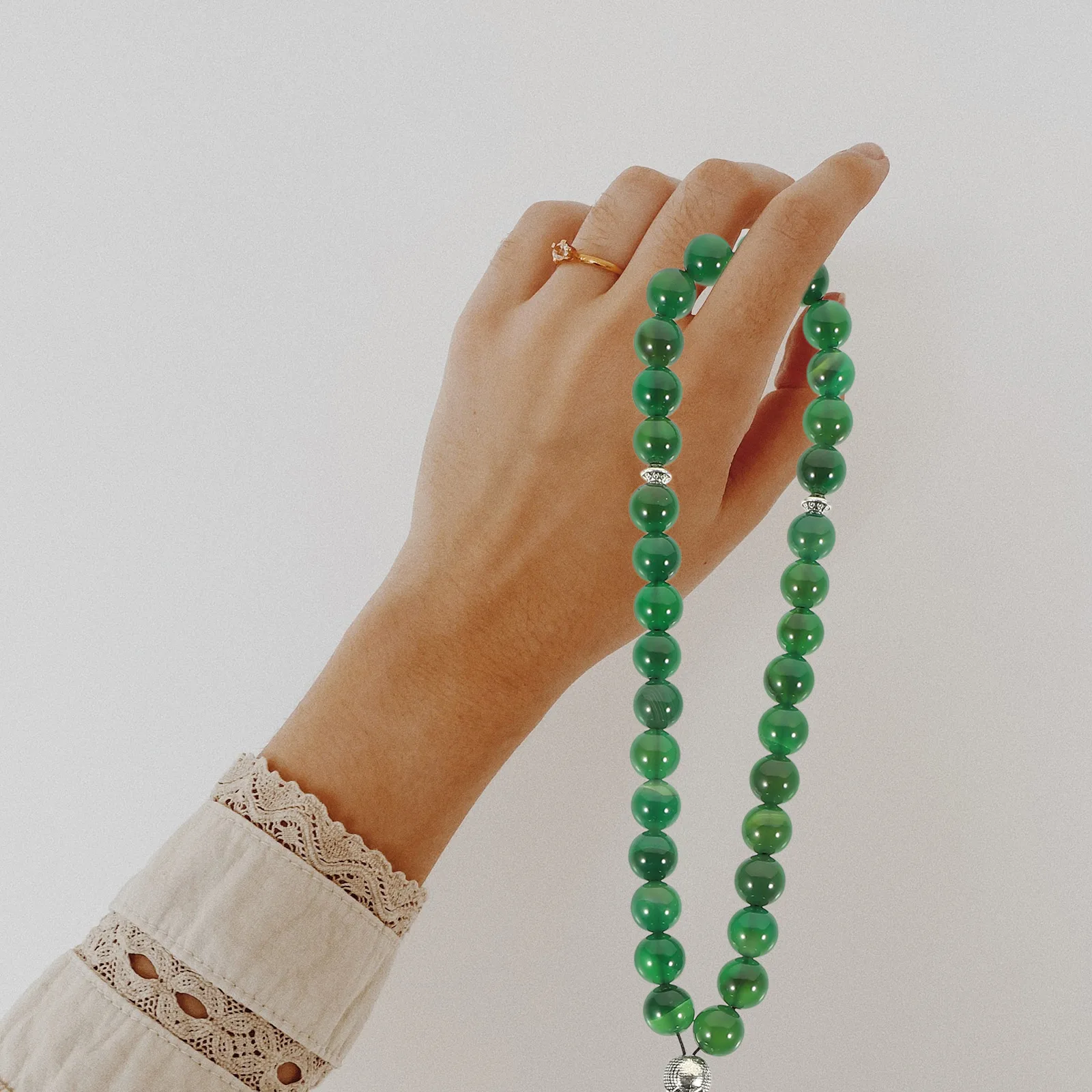 

Bracelet Rosary Hand Chain High Grade Agate Alloy Durable Comfort Women Men Islamic Worship Buddha Piety Tasbih