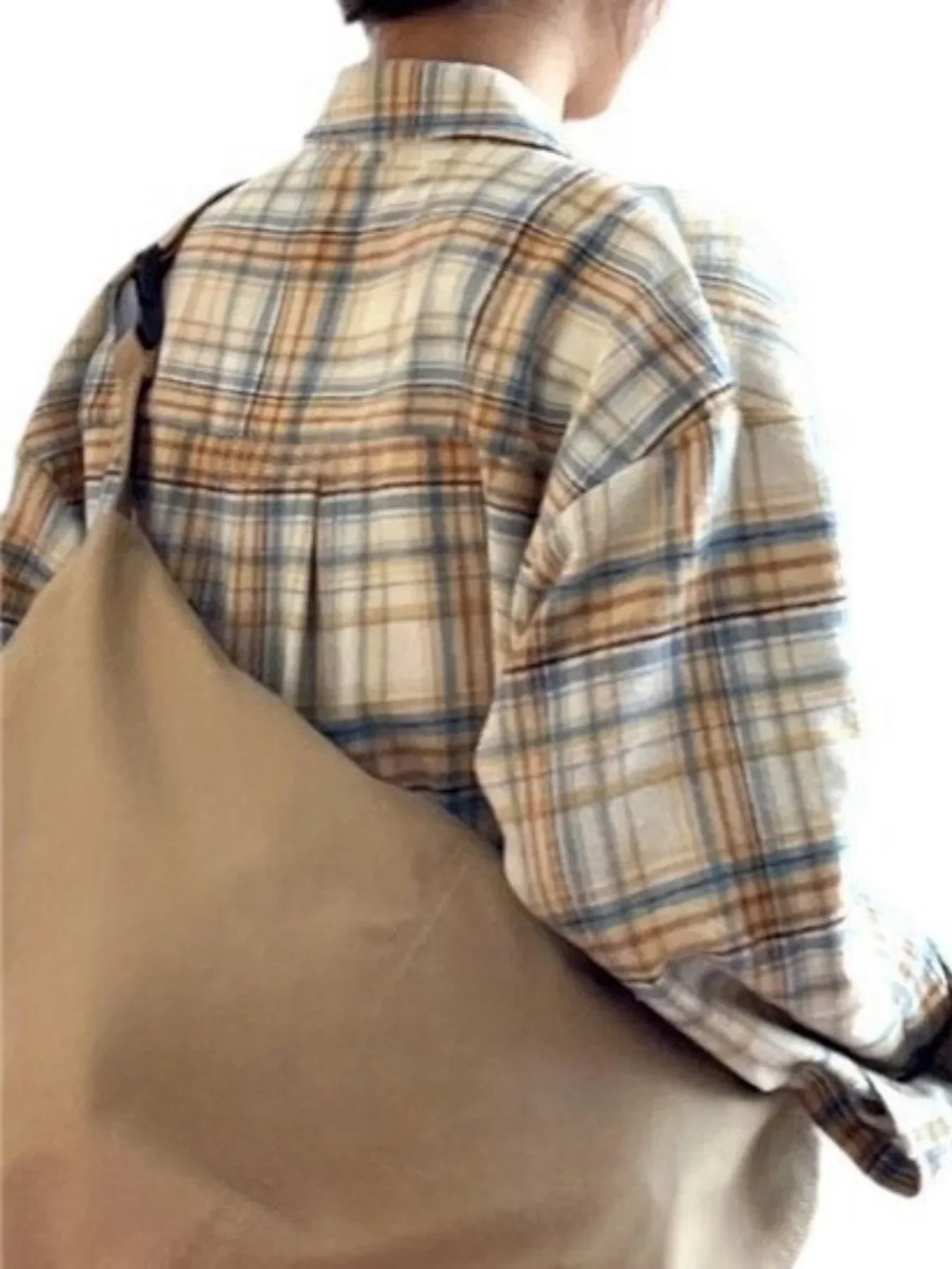 Vintage Plaid Stripe Women's Shirt Ladies Korean Style Tops Thin Loose Long-sleeved Sunscreen Coat Spring and Autumn Streetwear