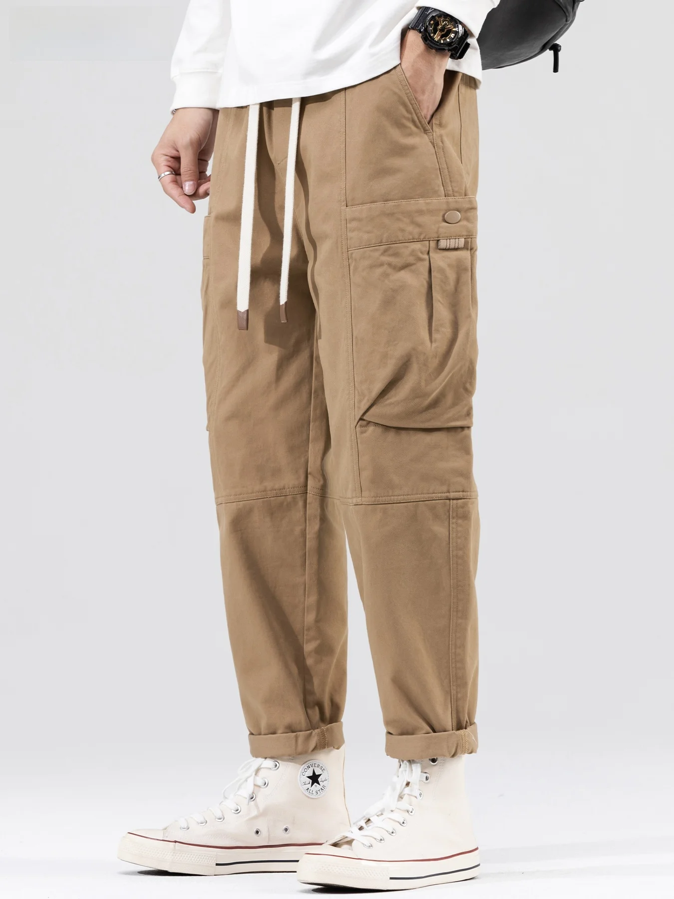 

Повседневные брюки цвета хаки, мужские весенне-осенние новые прямые свободные рабочие брюки, американские зауженные брюки в стиле ретро, молодежные хлопковые брюки Vitali Sle...