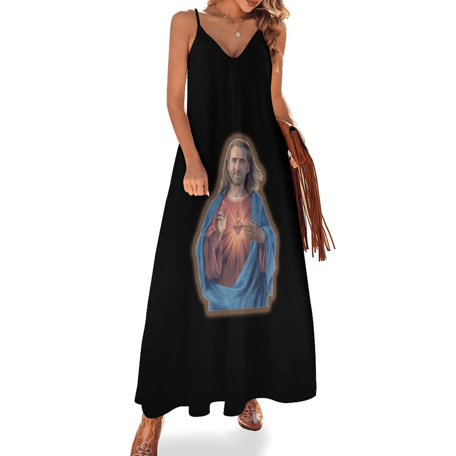 Nicolas Cage as Jesus - Nicholas Cage - Nick Cage - Nic Sleeveless Dress Long dress woman women's summer dresses 2025