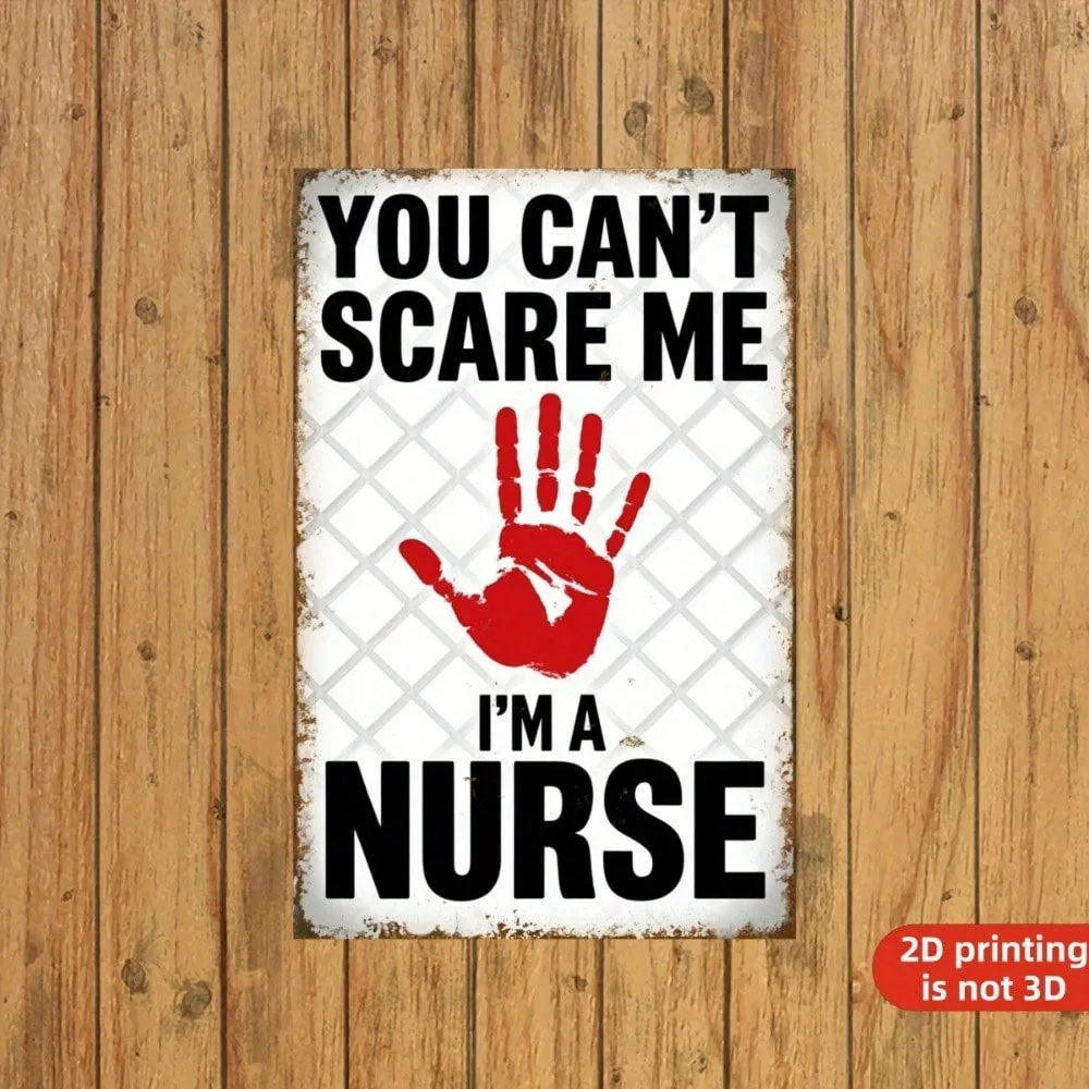 

**Gorgeous Art Deco Wall Decor: Vintage Metal "Fearless Nurse" Sign with Red Handprint - Perfect for Valentine's & Ramadan 2026
