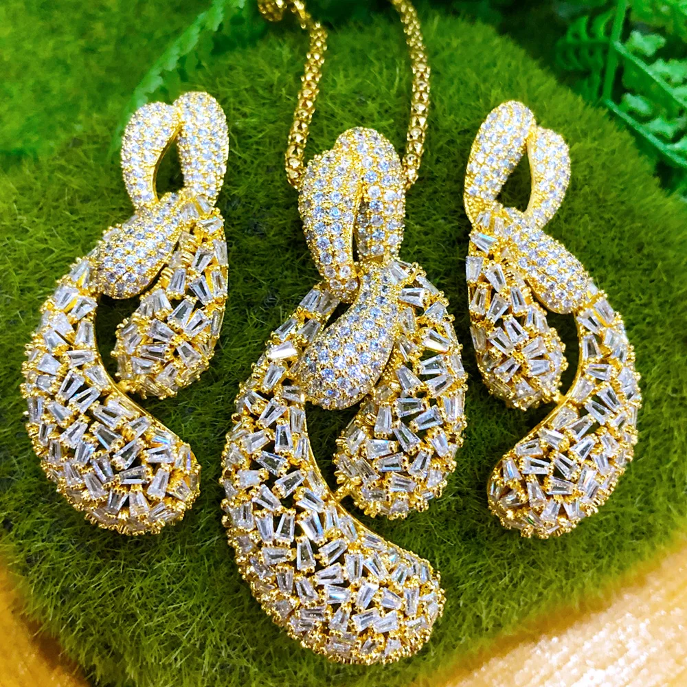 GODKI New African 2Pcs Flower Jewelry Sets For Women Wedding Party Zircon CZ African Dubai Bridal Jewelry Set Dance Party