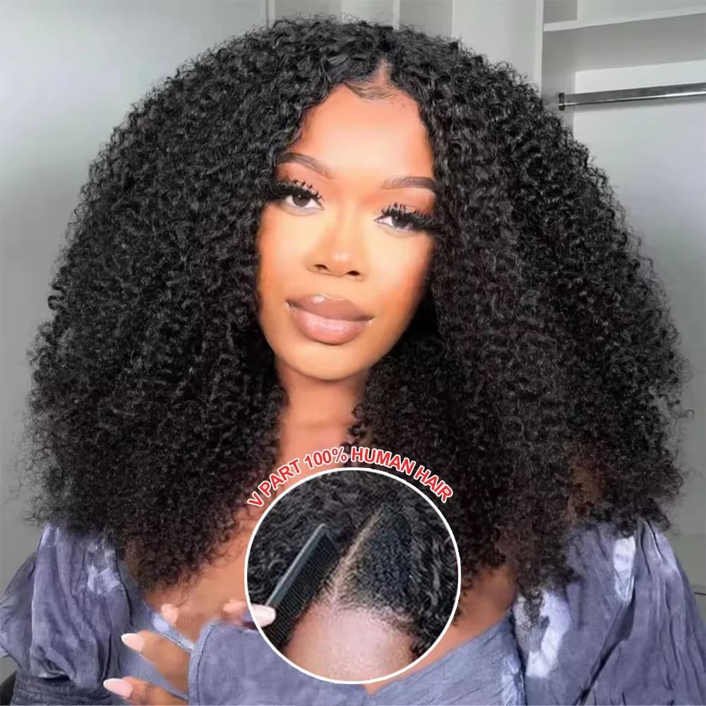 

Парик с V-образным вырезом из натуральных волос, глубокая волна, без клея, бразильские волосы, для женщин, плотность 200%, V-образный парик