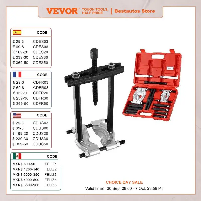 VEVOR Jelentőség puller készlet 14-piece5 Tonna Jelentőség Gabonarosta Szárny Kerék Jelentőség eltávolítása készlet vel 2