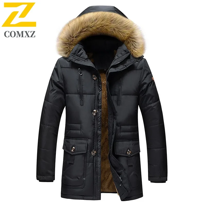 

COMXZ 2025 Winter Plus Size Sherpa Lined Jacket Mens Mid Age Coat