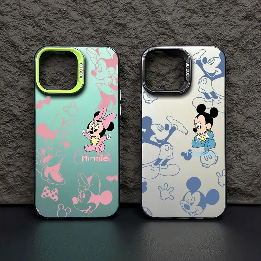 

Disney Mickey Minnie Mouse Cute Phone Case for Apple iPhone 16 Pro Max 15 Plus Silicone Hard PC Cover
