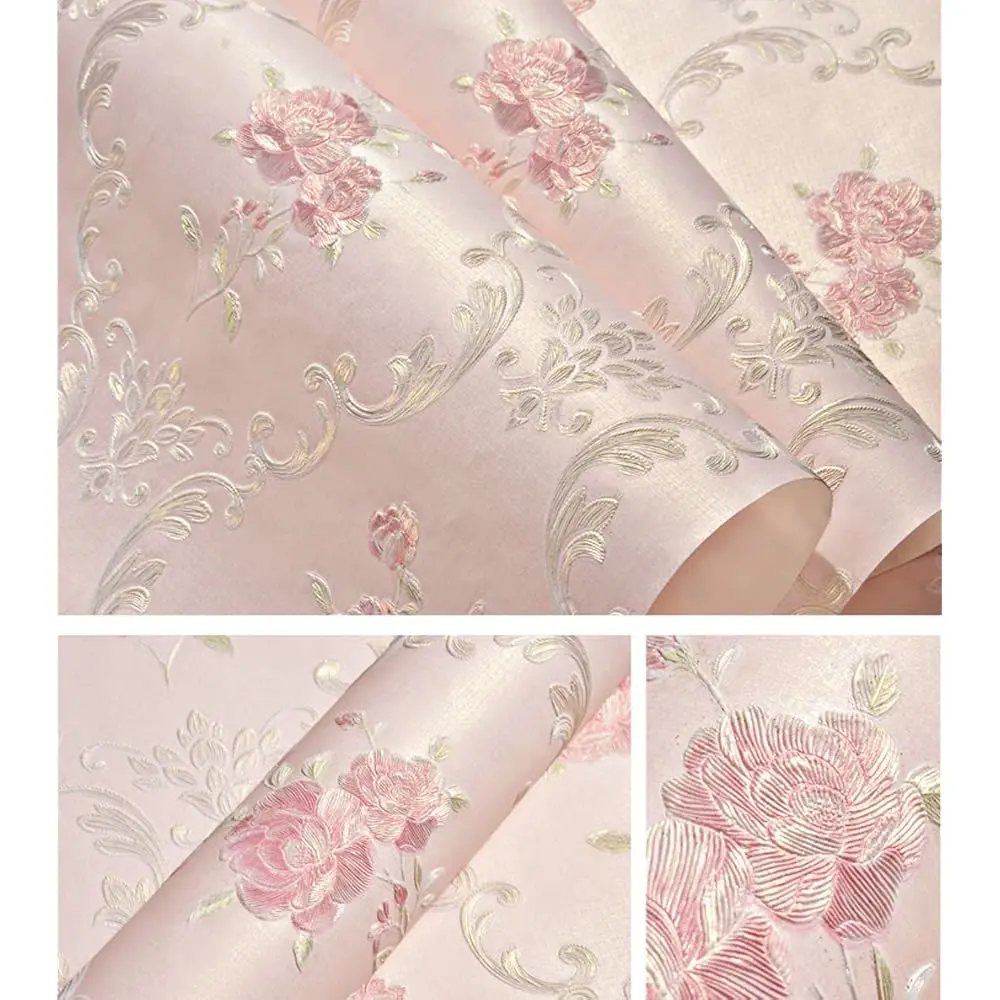 

Emed Rose Floral Contact Paper Self Adhesive Non-Woven Wallpaper Peel And Sti Wall Decor For Girls Living Room Bedroom Kitchen