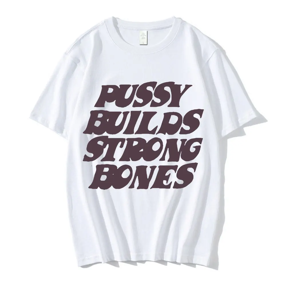 Pussy Builds Strong Bones Rapper Playboi Carti T Shirt Vintage Hip-Hop Oversized Men's Short Sleeve Cotton T-Shirts Casual Tees