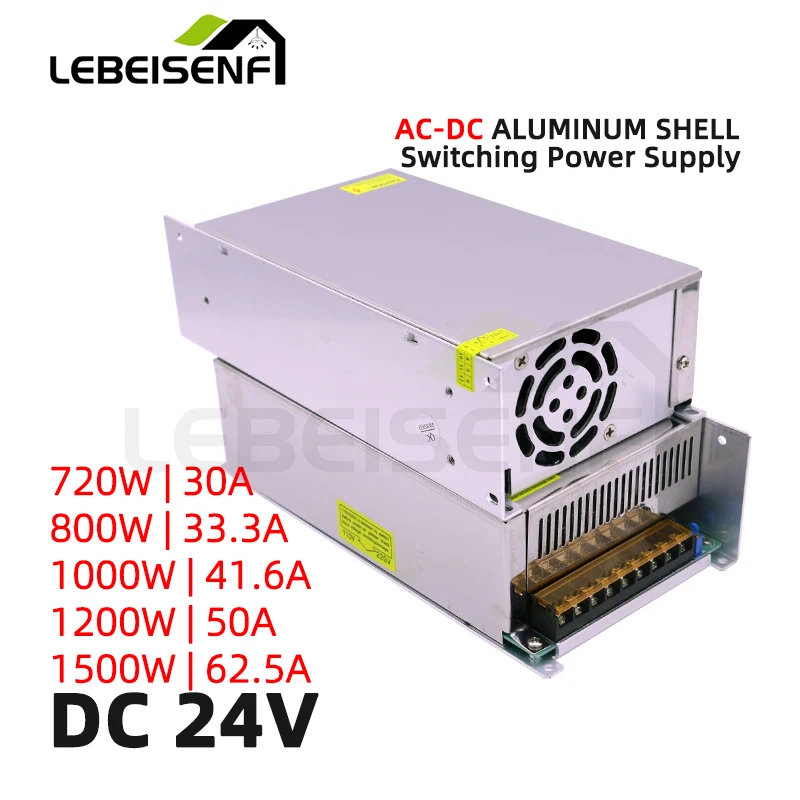 

DC24V 720W 800W 1000W 1200W 1500W 30A 33.3A 41.6A 50A 62.5A High Power Converter 170-250V AC to DC 24V Switching Power Supply