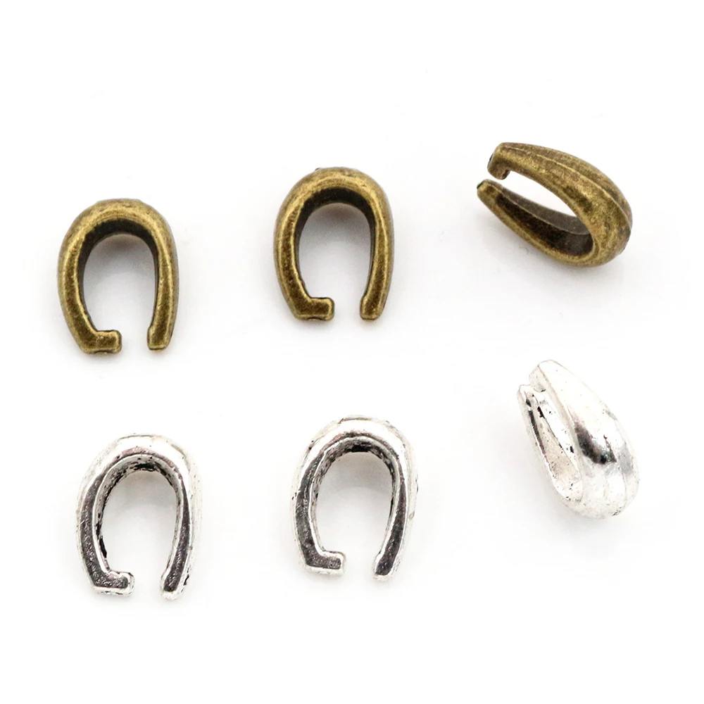 11x8mm 30 Uds bronce antiguo y antiguo de plata broches chapados pizca fianzas abalorios hechos a mano colgante: para collar de pulsera